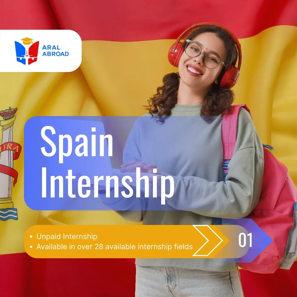 Spain Internship poster — Unpaid internship, Available in over 28 internship fields